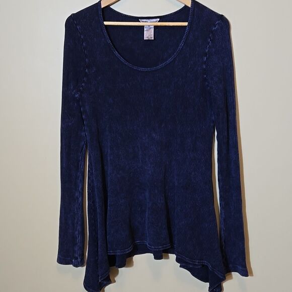 Hard Tail Waffle Knit Asymetric Swing Top Sz Medium Thermal Tunic Scoop Neck Y2K - Picture 1 of 9